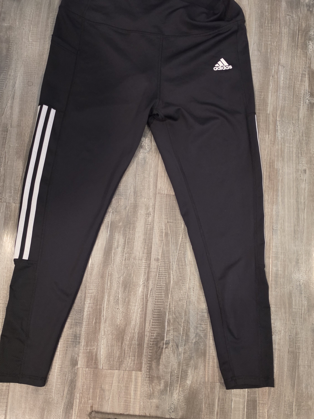 adidas Black Leggings with White Three-Stripes